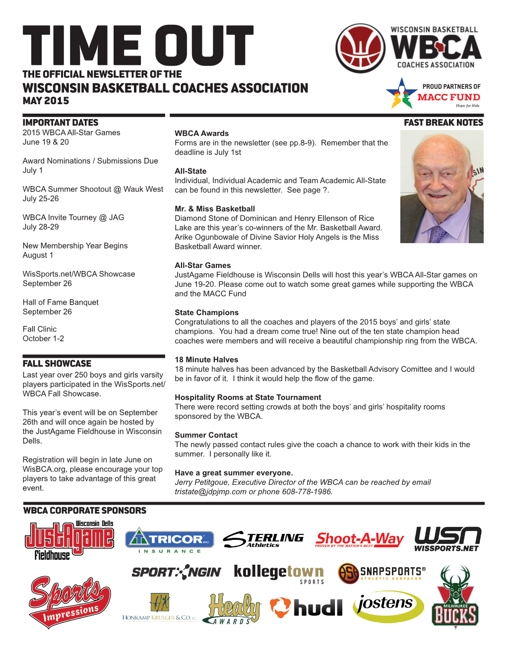 Wisconsin Basketball Coaches Association Proud Partners of May 2015
