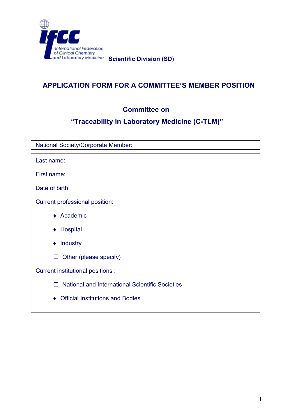 Application Form for a Committee S Member Position