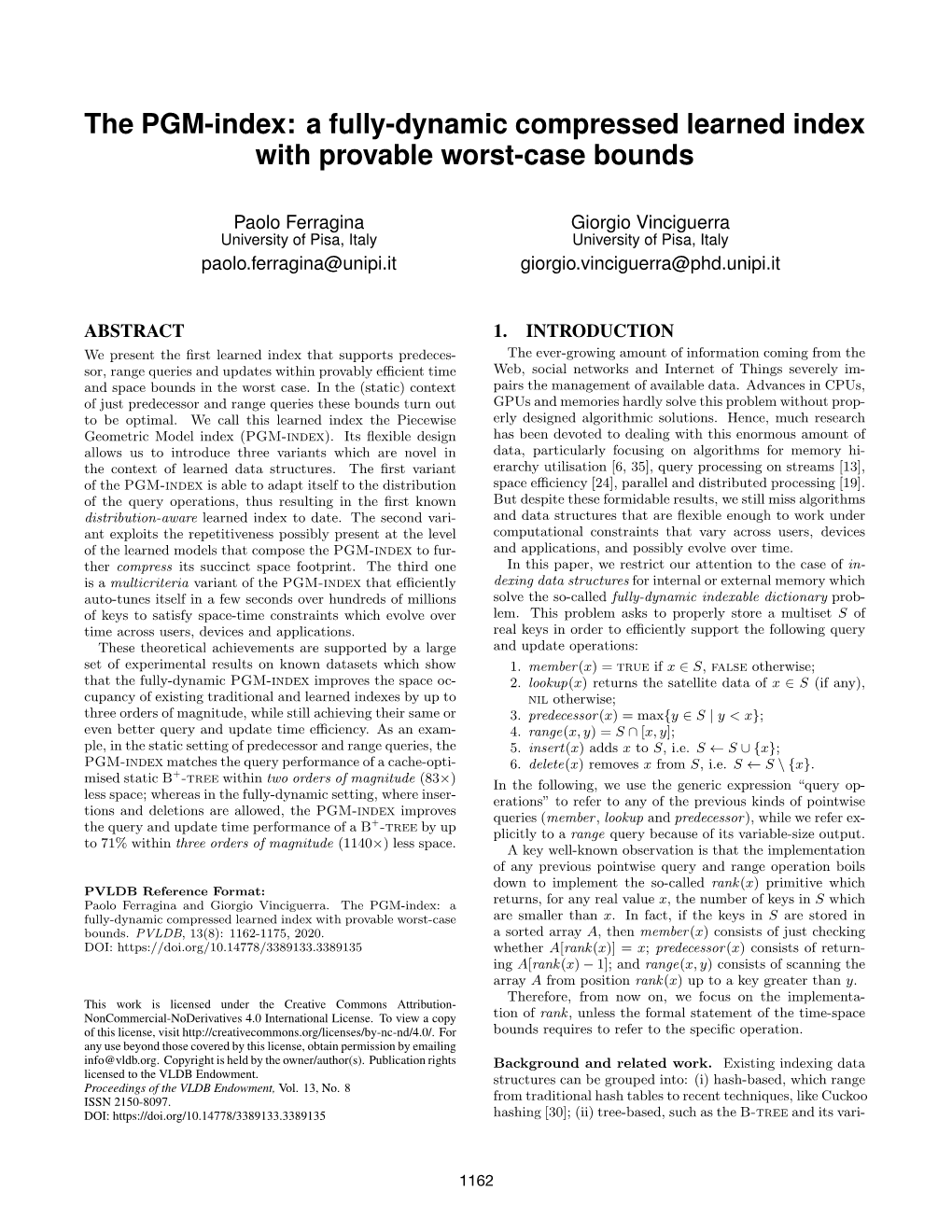 The PGM-Index: a Fully-Dynamic Compressed Learned Index with Provable Worst-Case Bounds