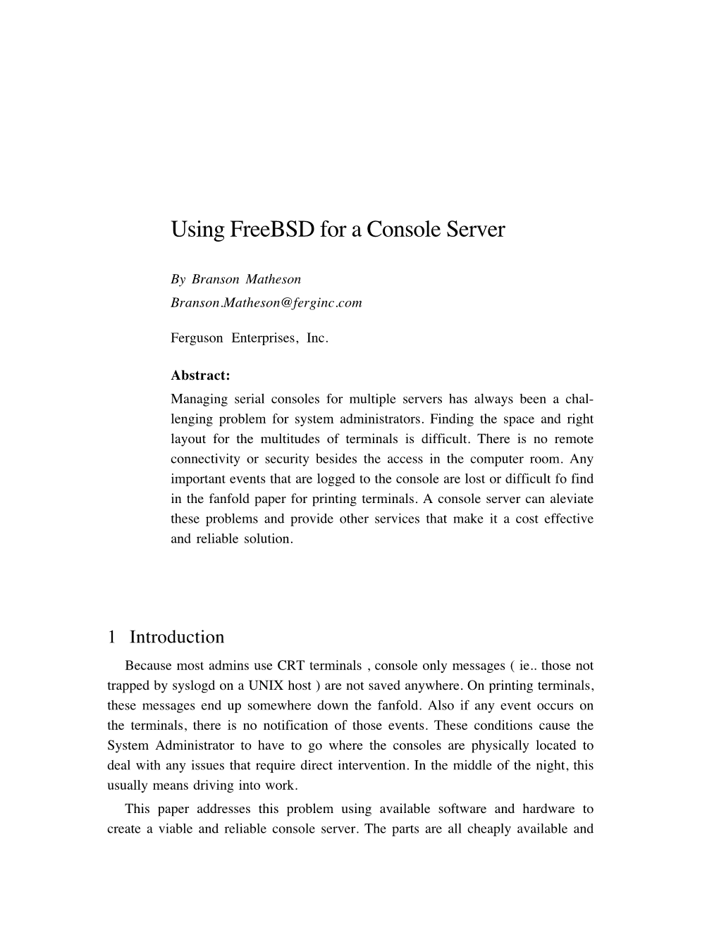 Using Freebsd for a Console Server