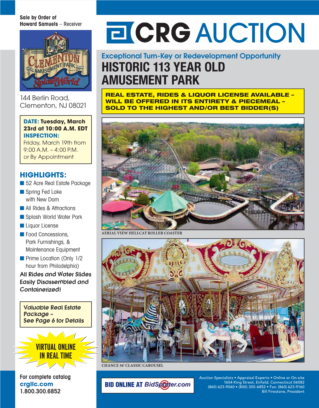 AUCTION Exceptional Turn-Key Or Redevelopment Opportunity HISTORIC 113 YEAR OLD AMUSEMENT PARK