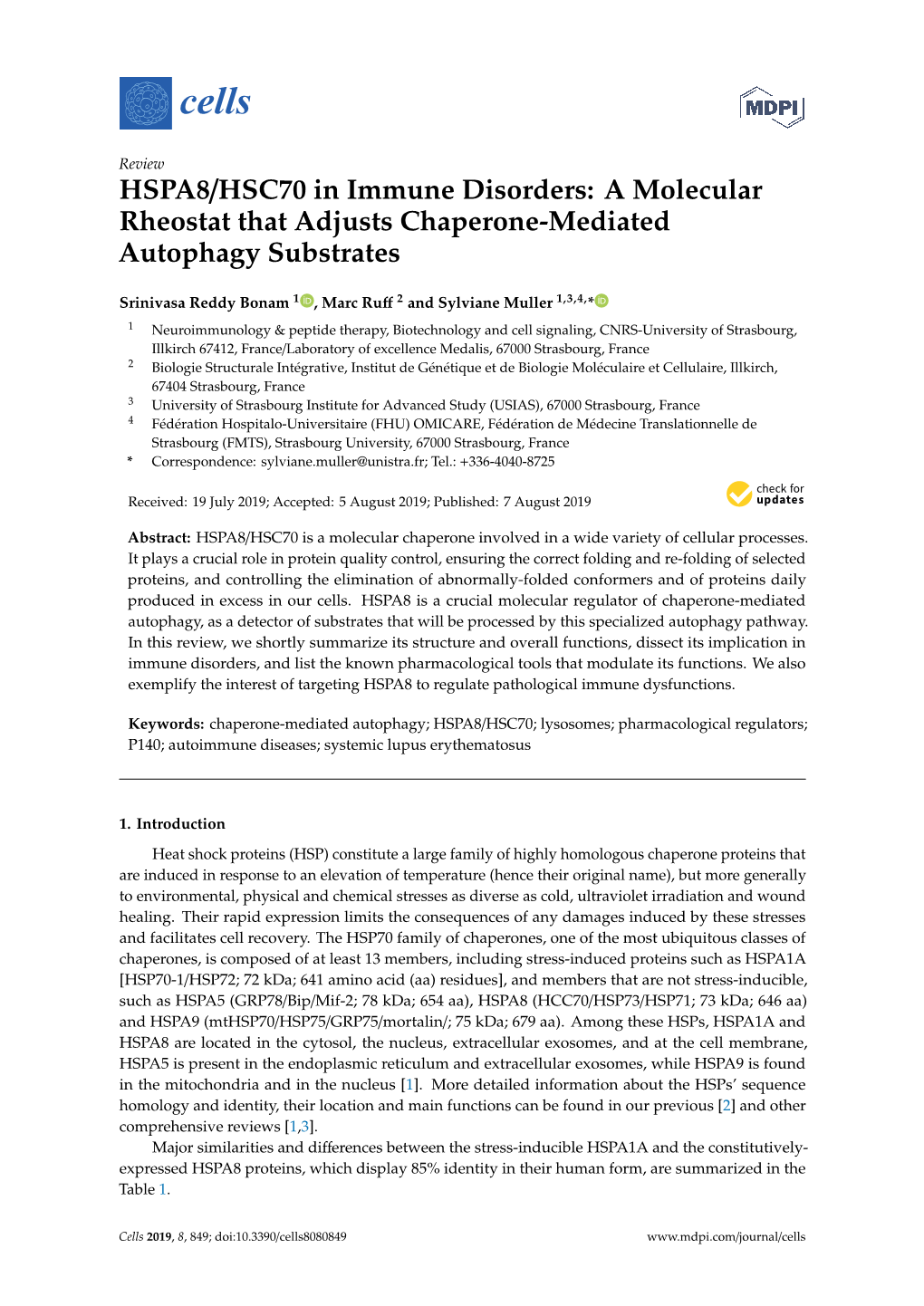 HSPA8/HSC70 in Immune Disorders: a Molecular Rheostat That Adjusts Chaperone-Mediated Autophagy Substrates