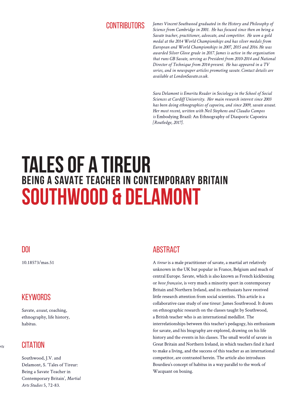 Tales of a Tireur Southwood & Delamont