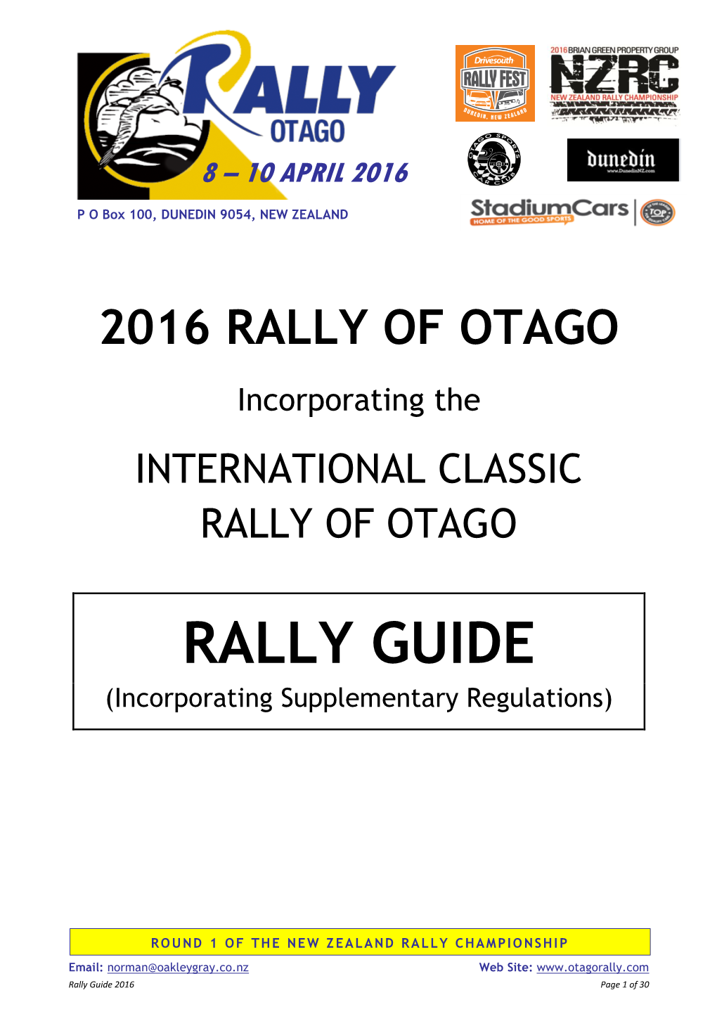 RALLY GUIDE (Incorporating Supplementary Regulations)