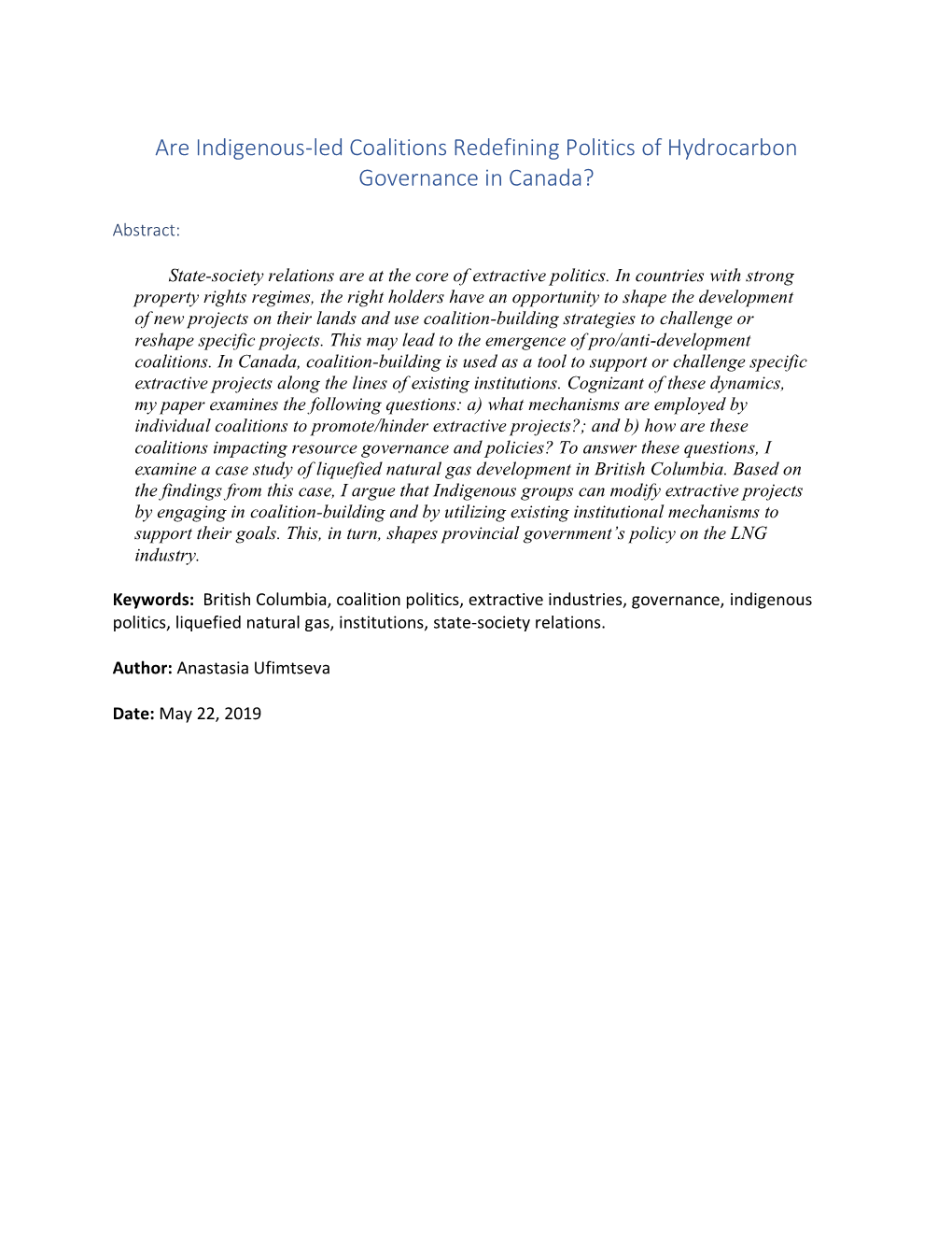 Are Indigenous-Led Coalitions Redefining Politics of Hydrocarbon Governance in Canada?