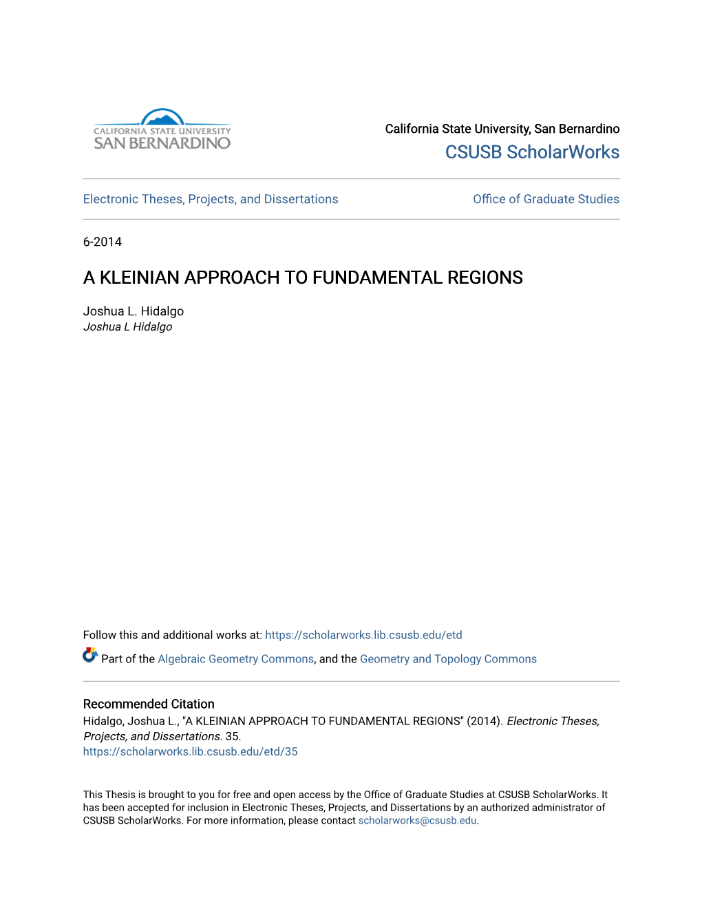 A Kleinian Approach to Fundamental Regions