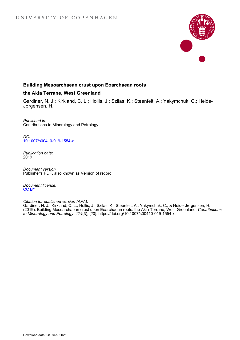 Building Mesoarchaean Crust Upon Eoarchaean Roots: the Akia Terrane, West Greenland