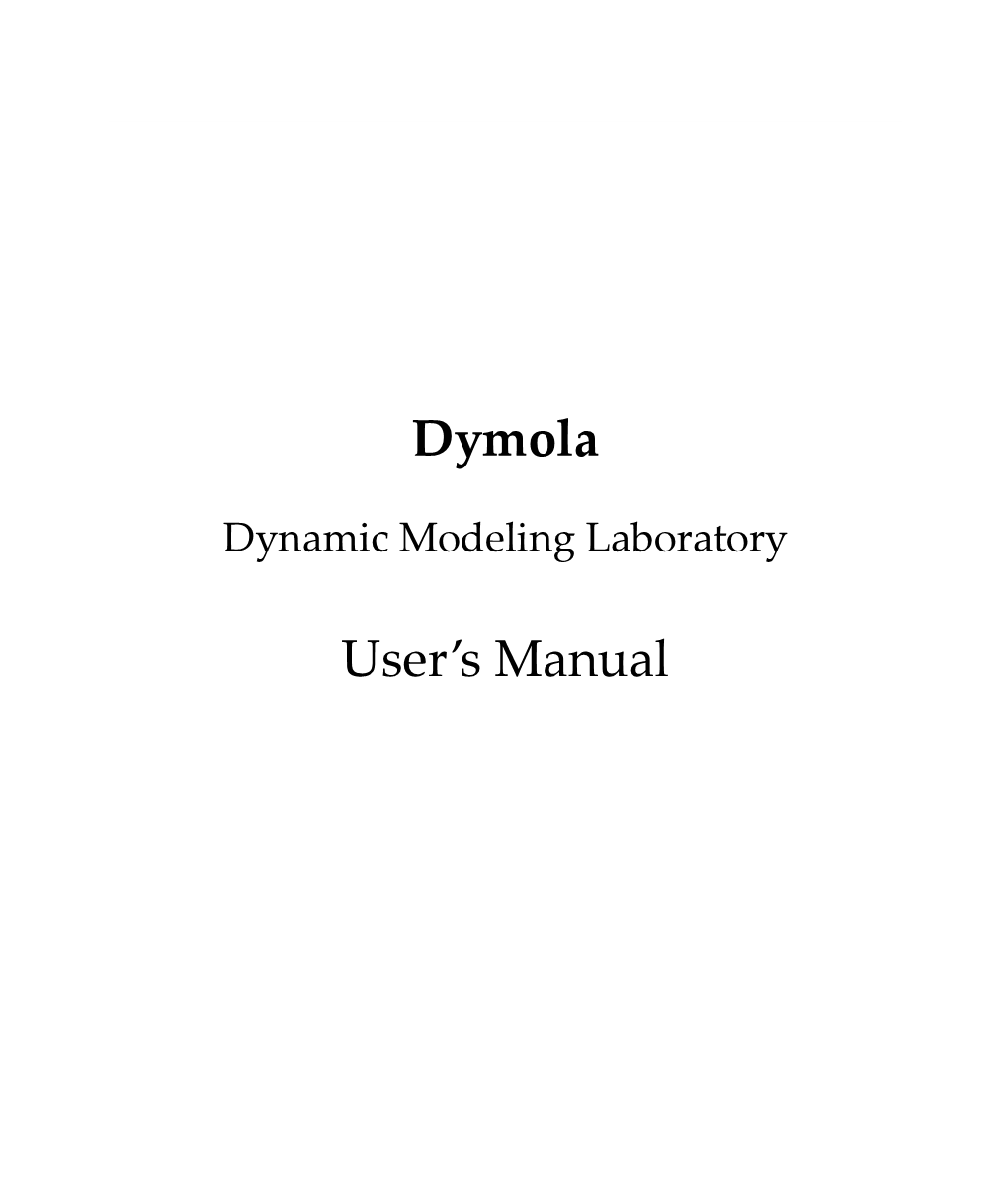 Dymola User's Manual