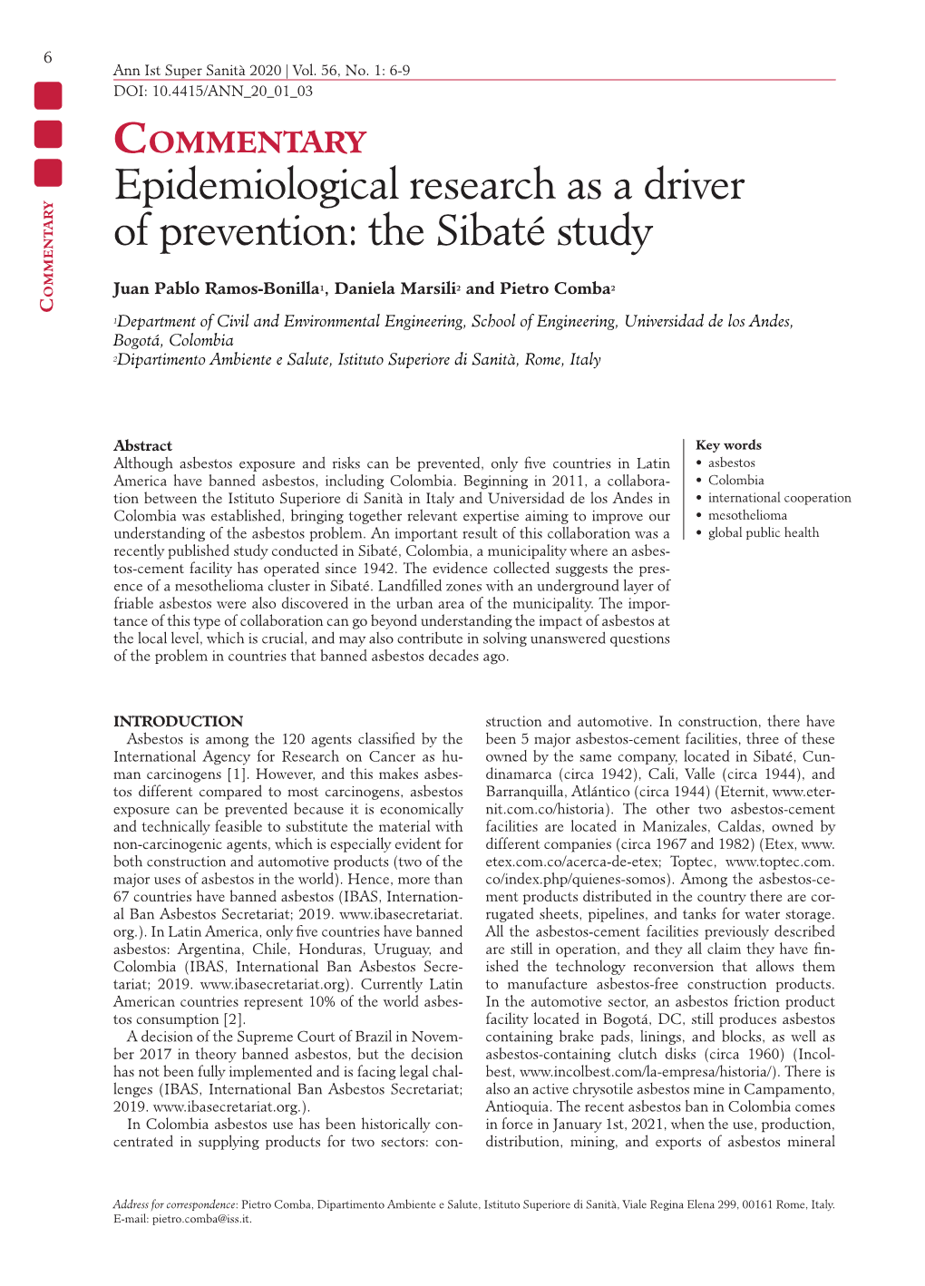 Epidemiological Research As a Driver of Prevention: the Sibaté Study