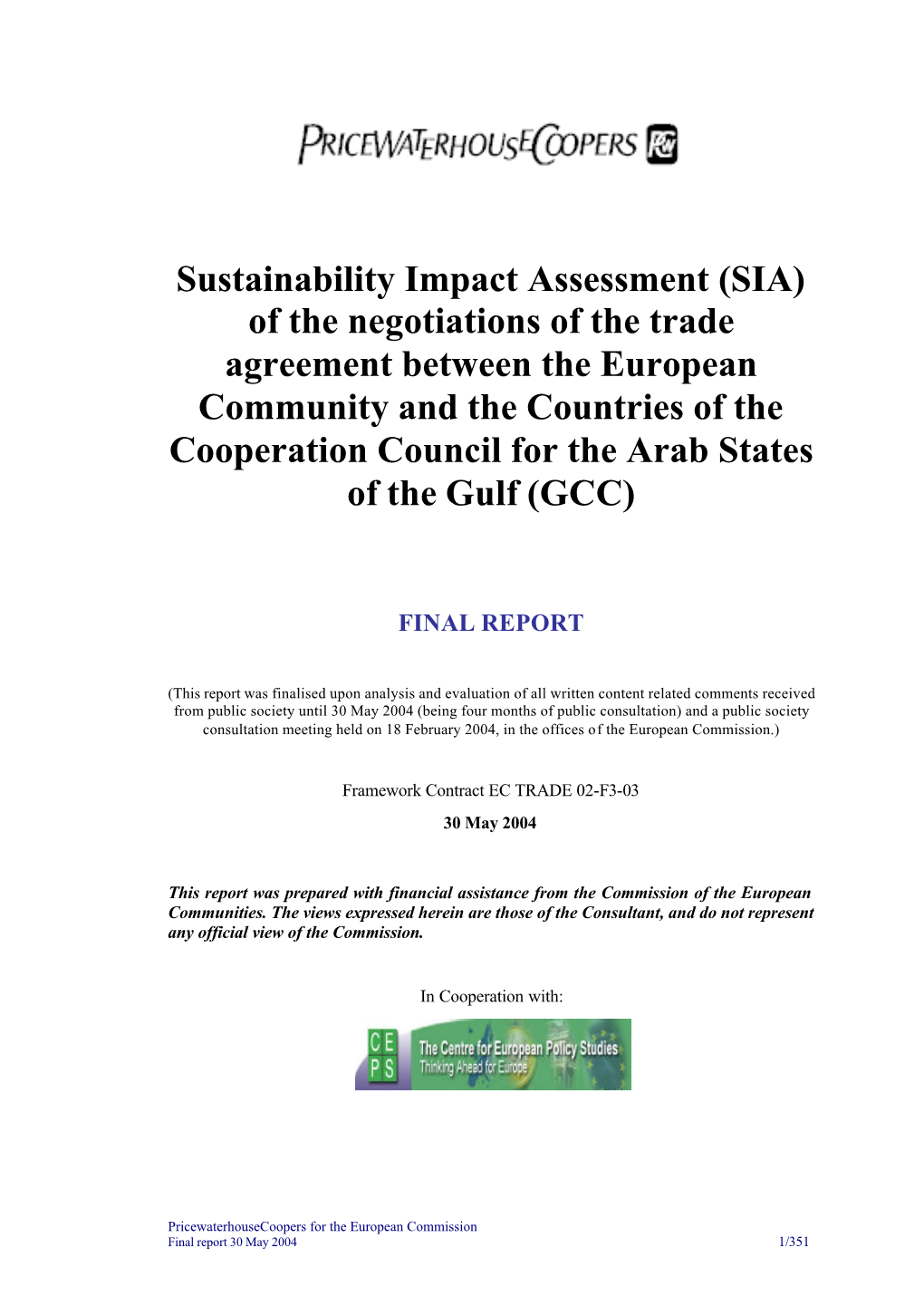 Sustainability Impact Assessment (SIA)