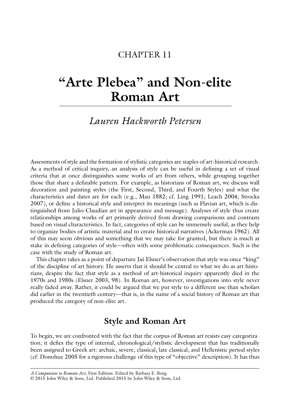 “Arte Plebea” and Non‐Elite Roman Art