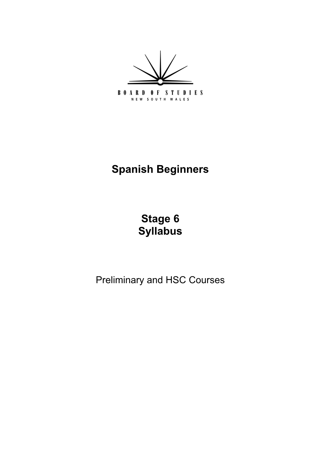 Spanish Beginners Stage 6 Syllabus