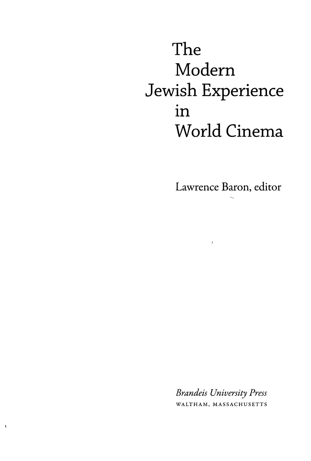 The Modern Jewish Experience in World Cinema