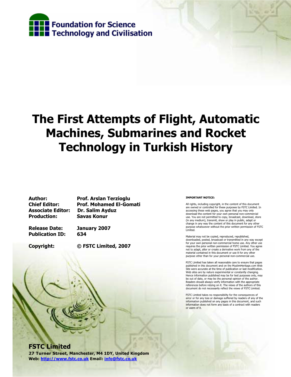 The First Attempts of Flight, Automatic Machines, Submarines and Rocket