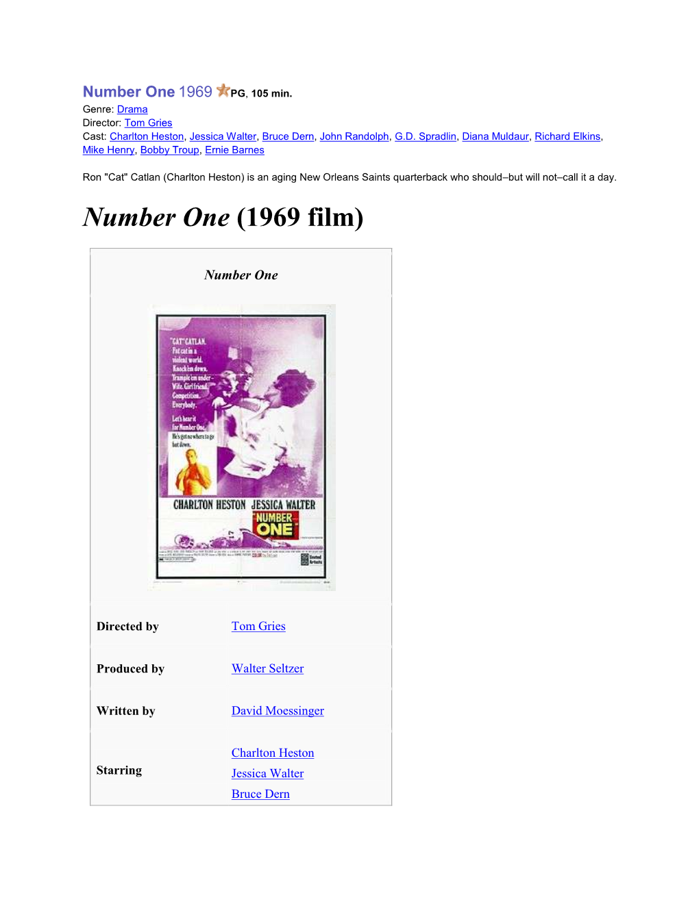 Number One (1969 Film)