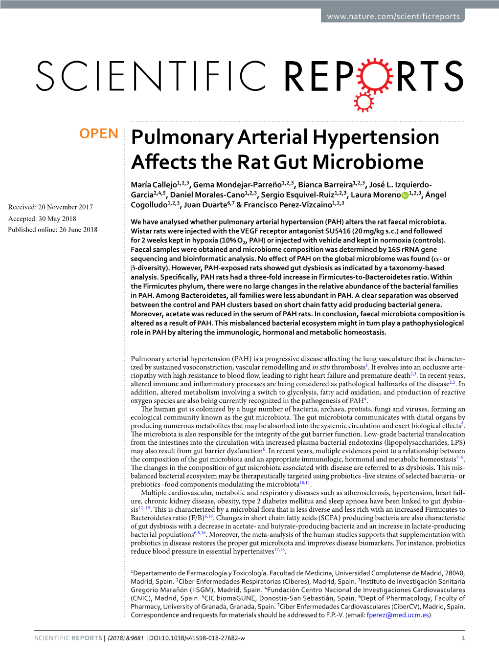 Pulmonary Arterial Hypertension Affects the Rat Gut Microbiome