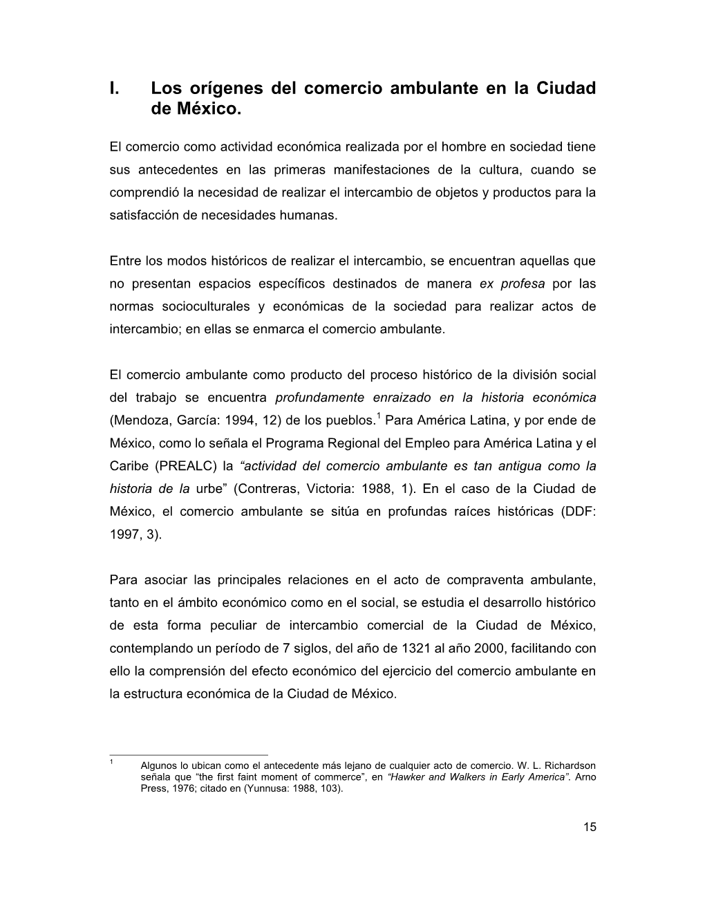 I. Los Orígenes Del Comercio Ambulante En La Ciudad De México