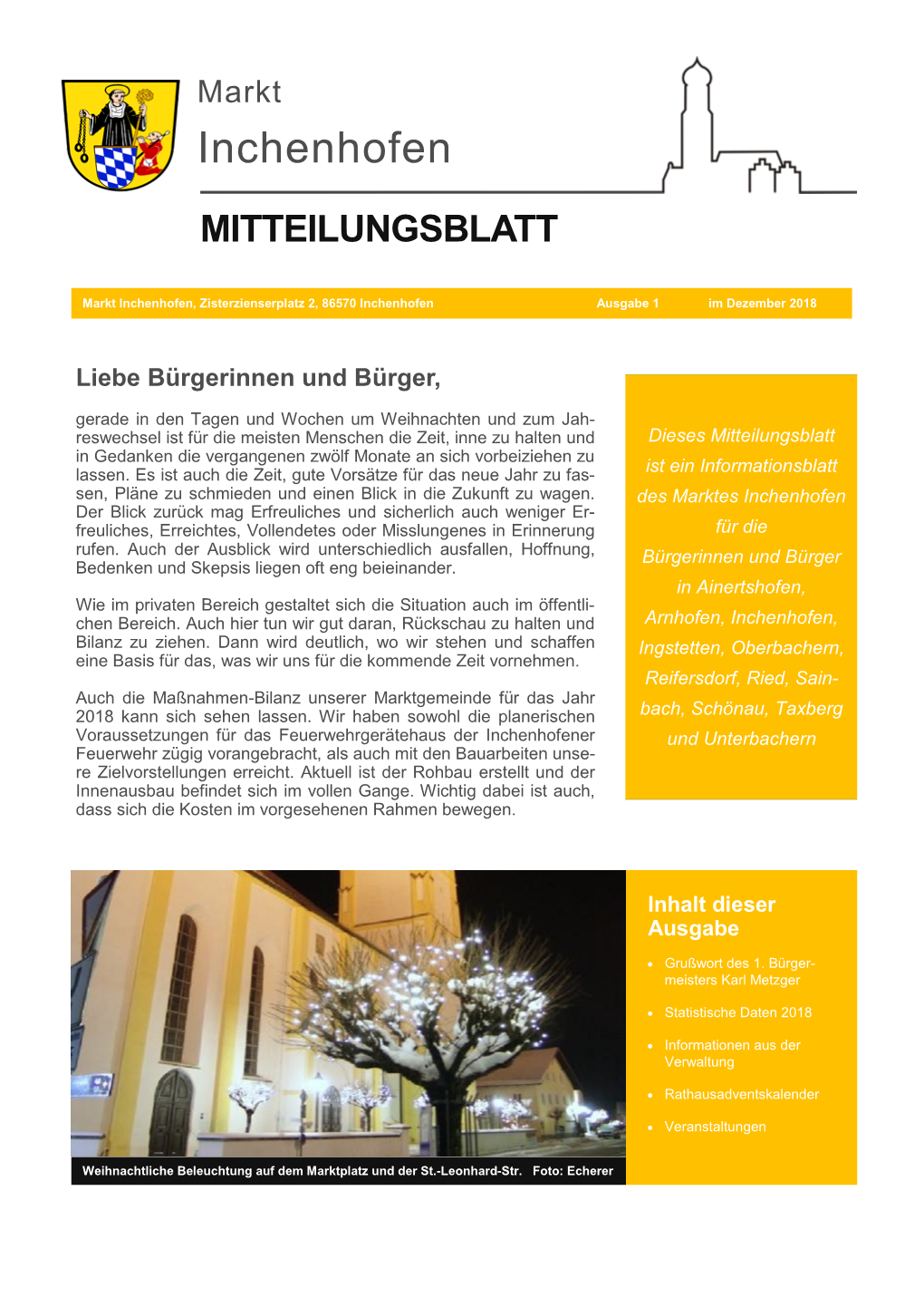 Mitteilungsblatt Weihnachten 2018