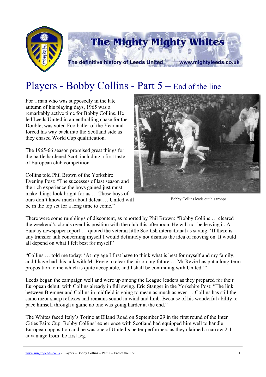 Bobby Collins - Part 5 – End of the Line