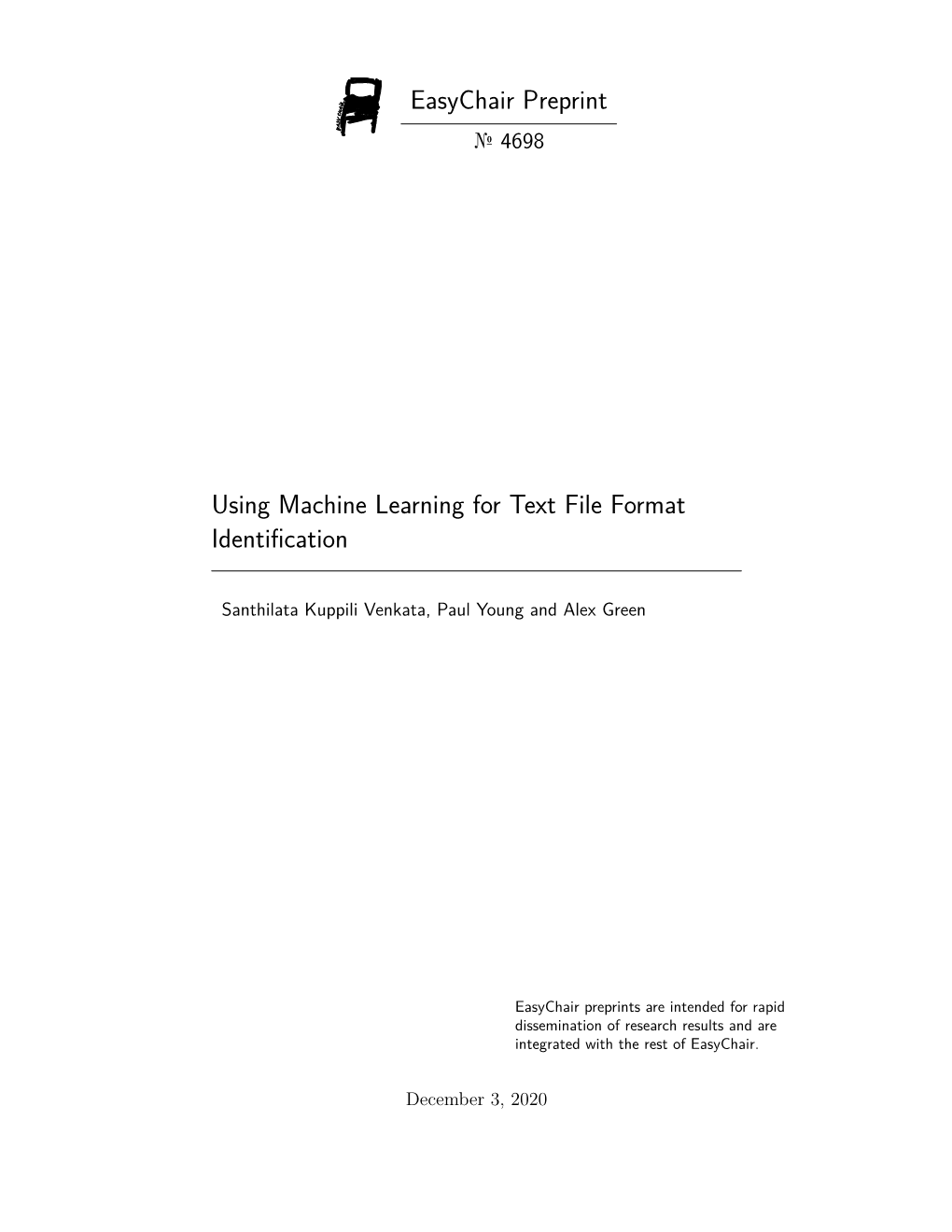 Using Machine Learning for Text File Format Identification