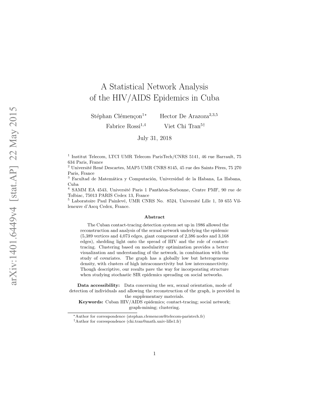 A Statistical Network Analysis of the HIV/AIDS Epidemics in Cuba