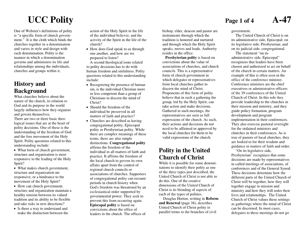 UCC Polity Page 1 of 4 A-47