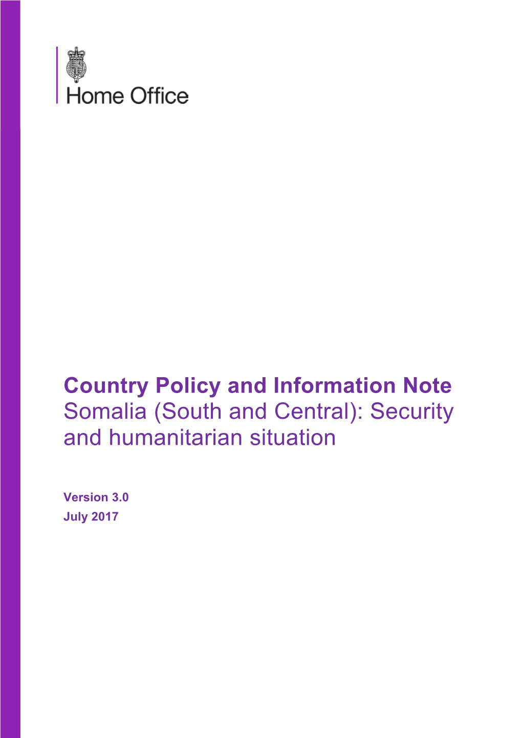 Somalia (South and Central): Security and Humanitarian Situation