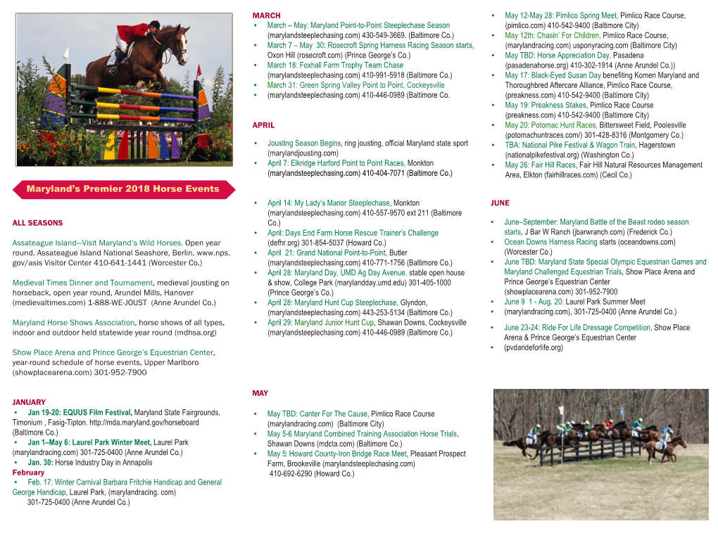 Maryland's Premier 2018 Horse Events