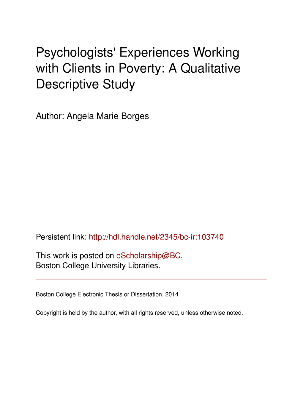 Psychologists' Experiences Working with Clients in Poverty: a Qualitative Descriptive Study