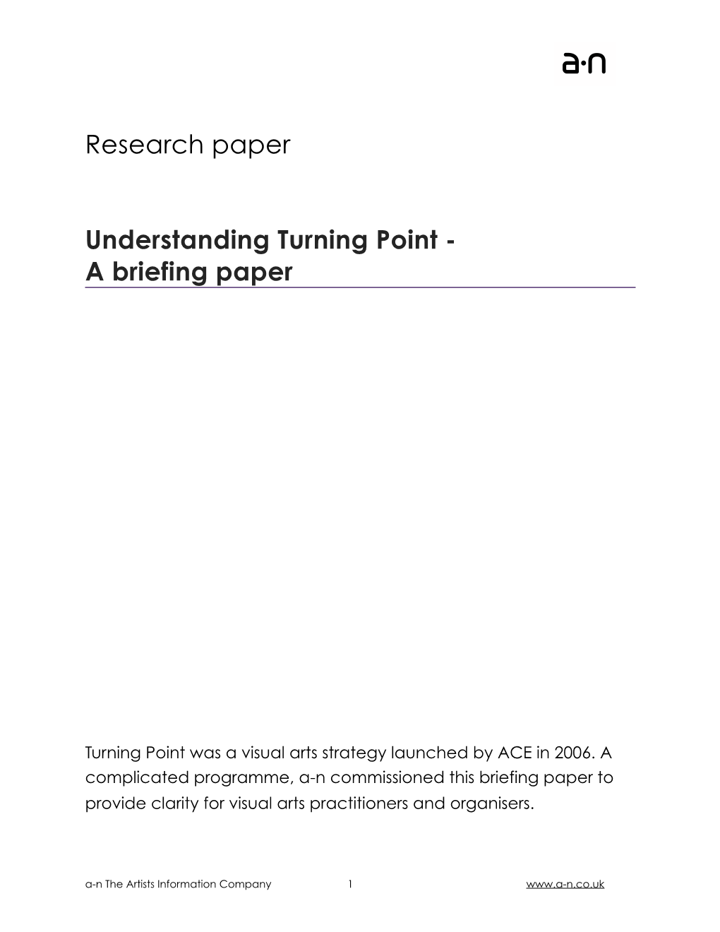 Understanding Turning Point a Briefing Paper.Pages