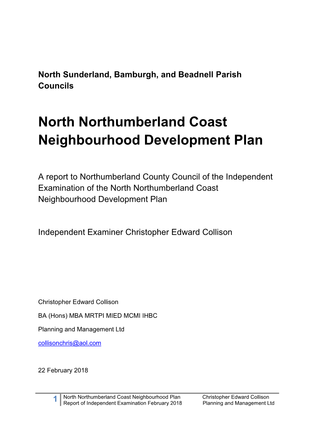 North Northumberland Coast Neighbourhood Development Plan