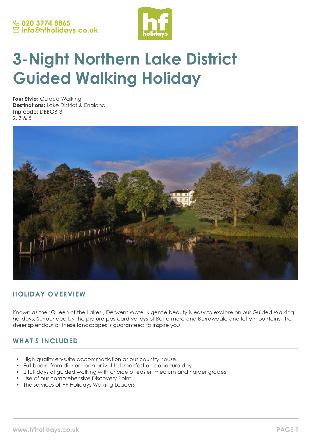 3-Night Northern Lake District Guided Walking Holiday