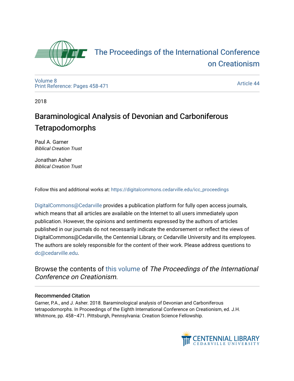 Baraminological Analysis of Devonian and Carboniferous Tetrapodomorphs