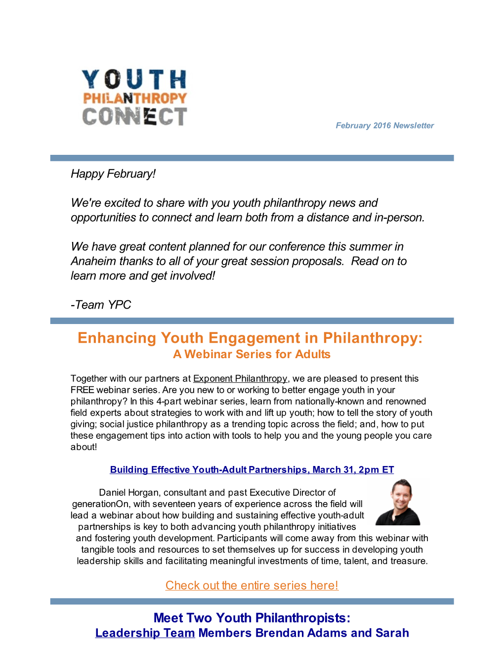 Enhancing Youth Engagement in Philanthropy: a Webinar Series for Adults