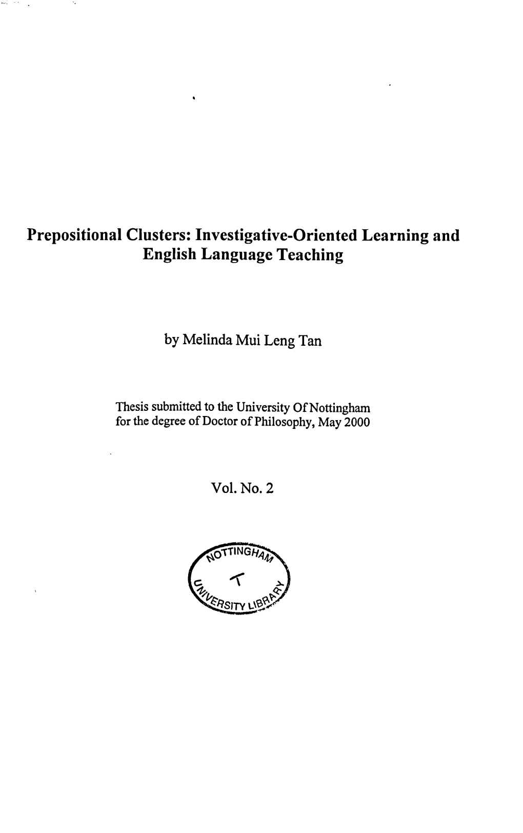 Prepositional Clusters: Investigative-Oriented Learning and English Language Teaching