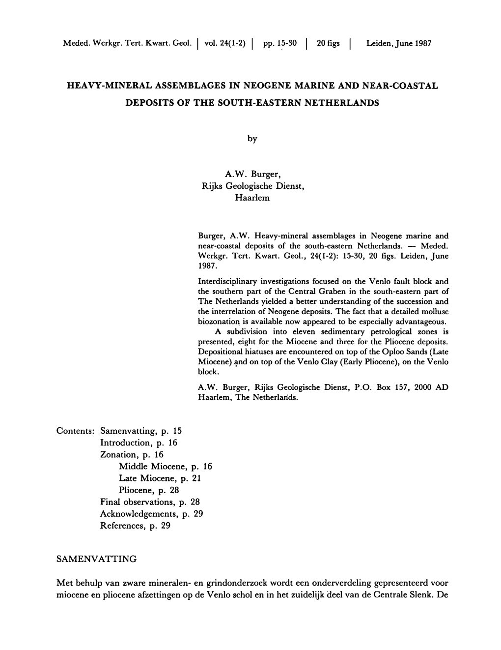 Vol. 24(1-2) 20 Figs by Burger Rijks Geologische