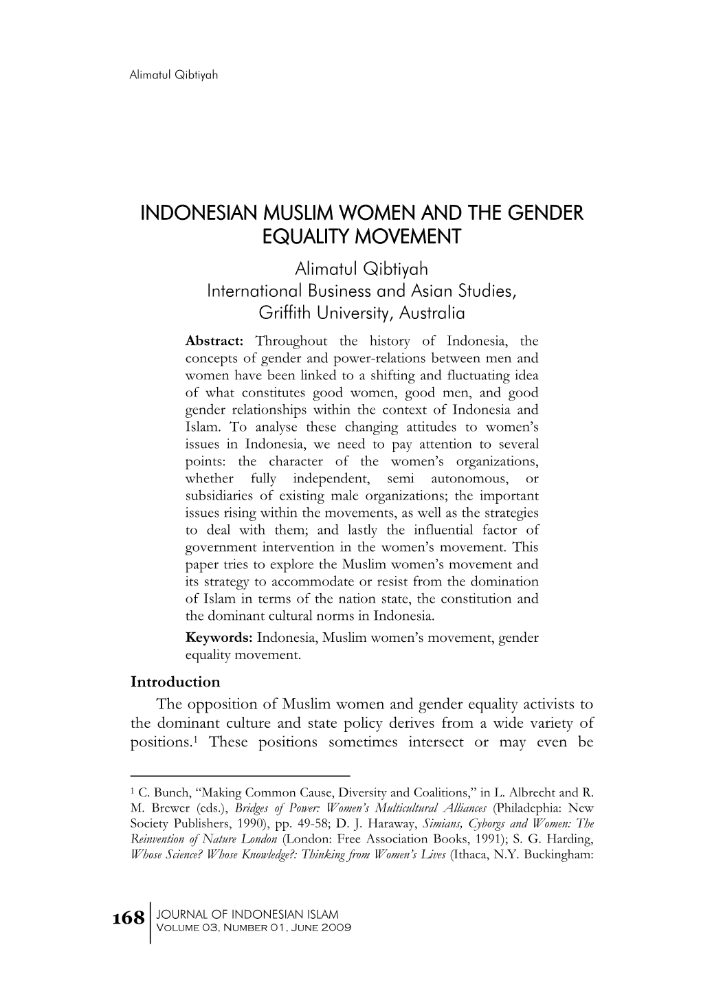 Indonesian Muslim Women and the Gender Equality Movement