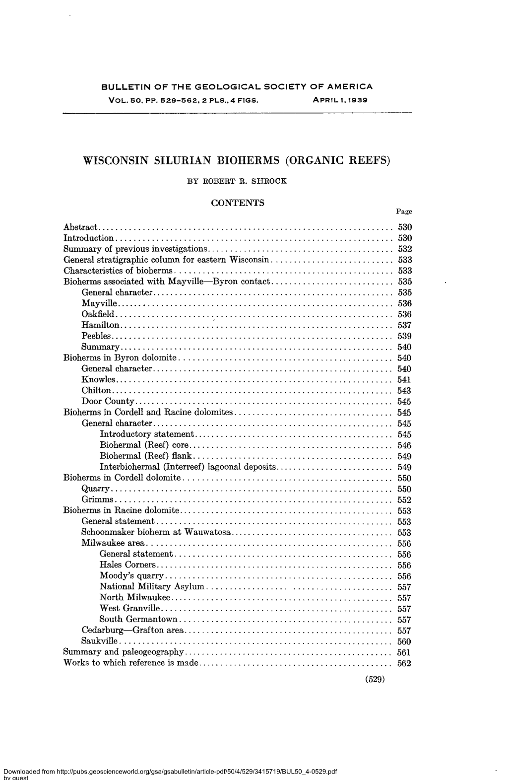 Wisconsin Silurian Bioherms (Organic Reefs) by Robert R
