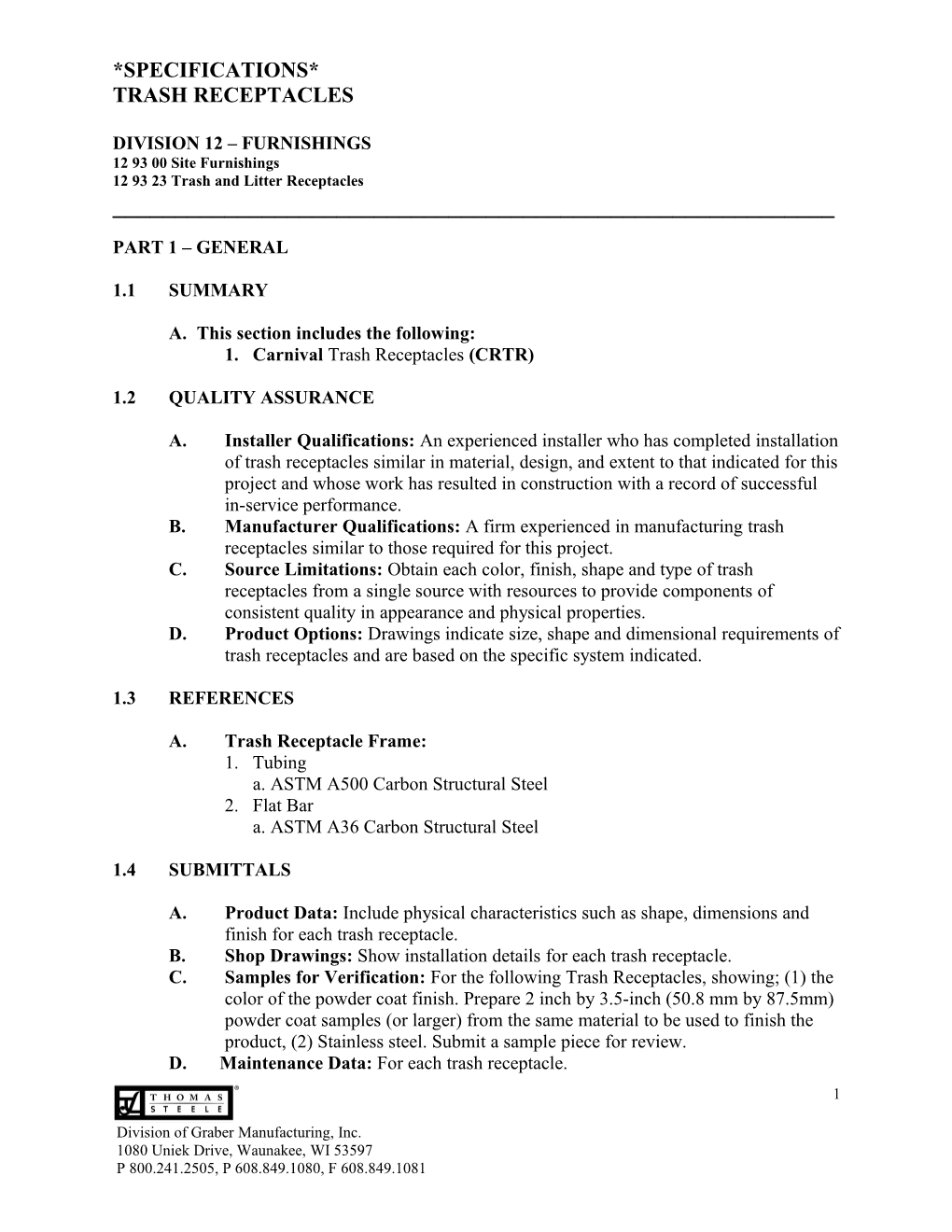 Section 02874 – Bicycle Parking Racks