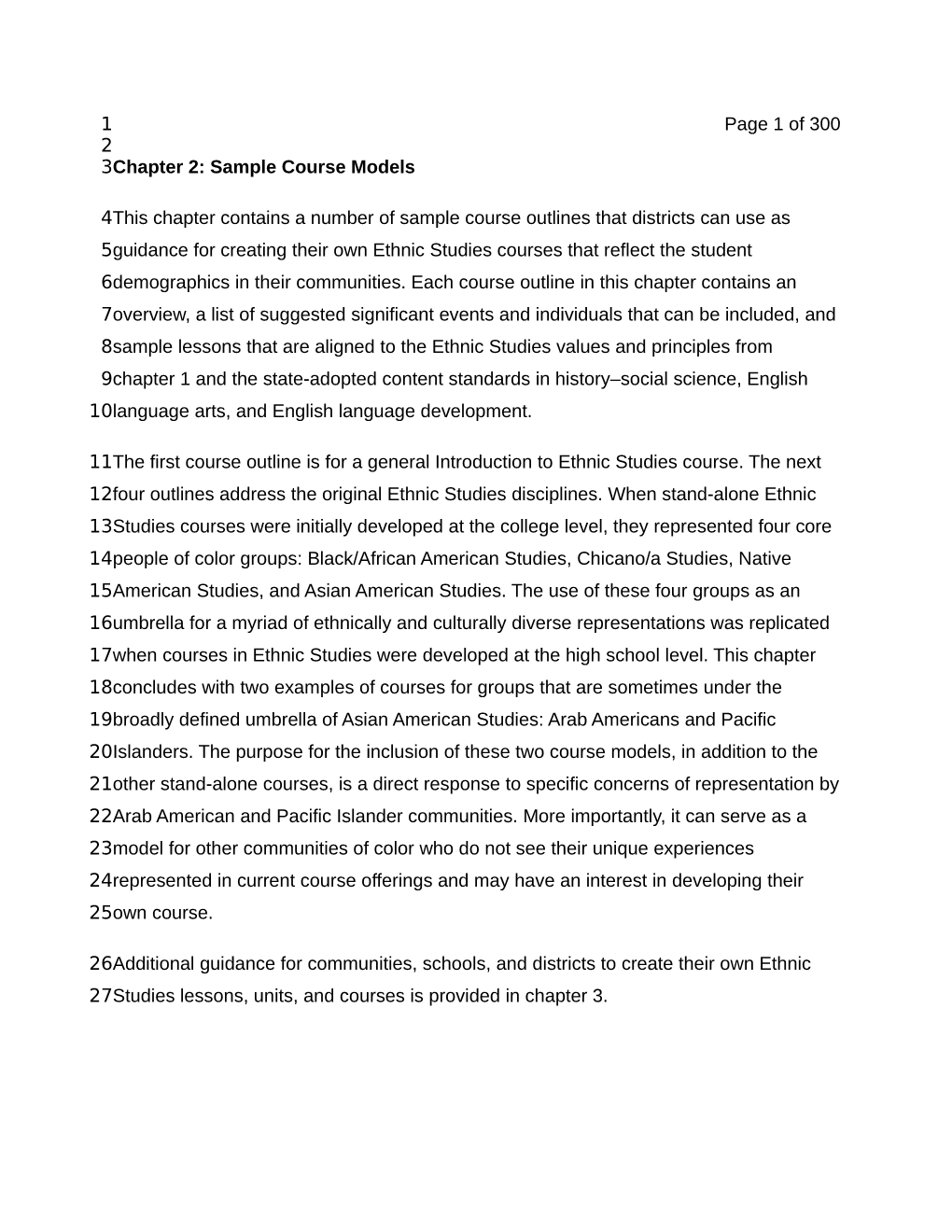 ESMC Sample Course Models