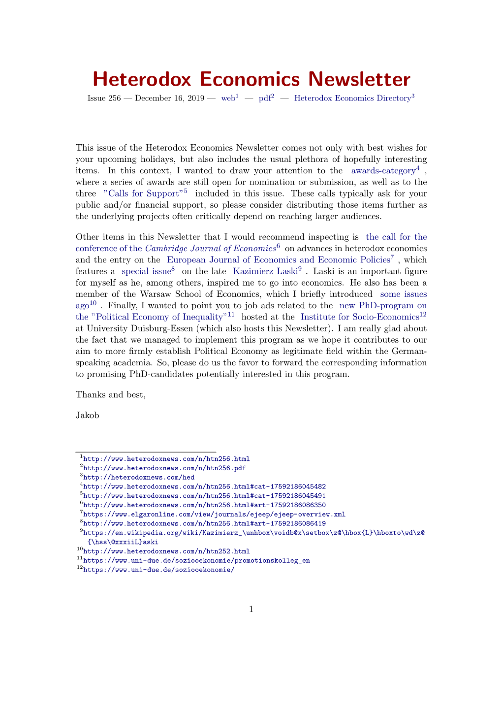 Heterodox Economics Newsletter Issue 256 — December 16, 2019 — Web1 — Pdf2 — Heterodox Economics Directory3