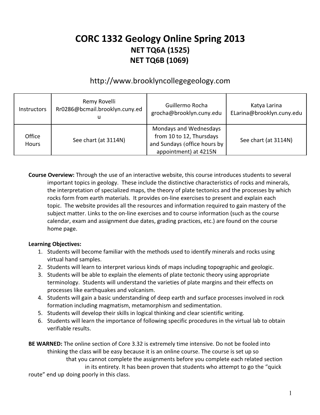 CORC 1332 Geology Online