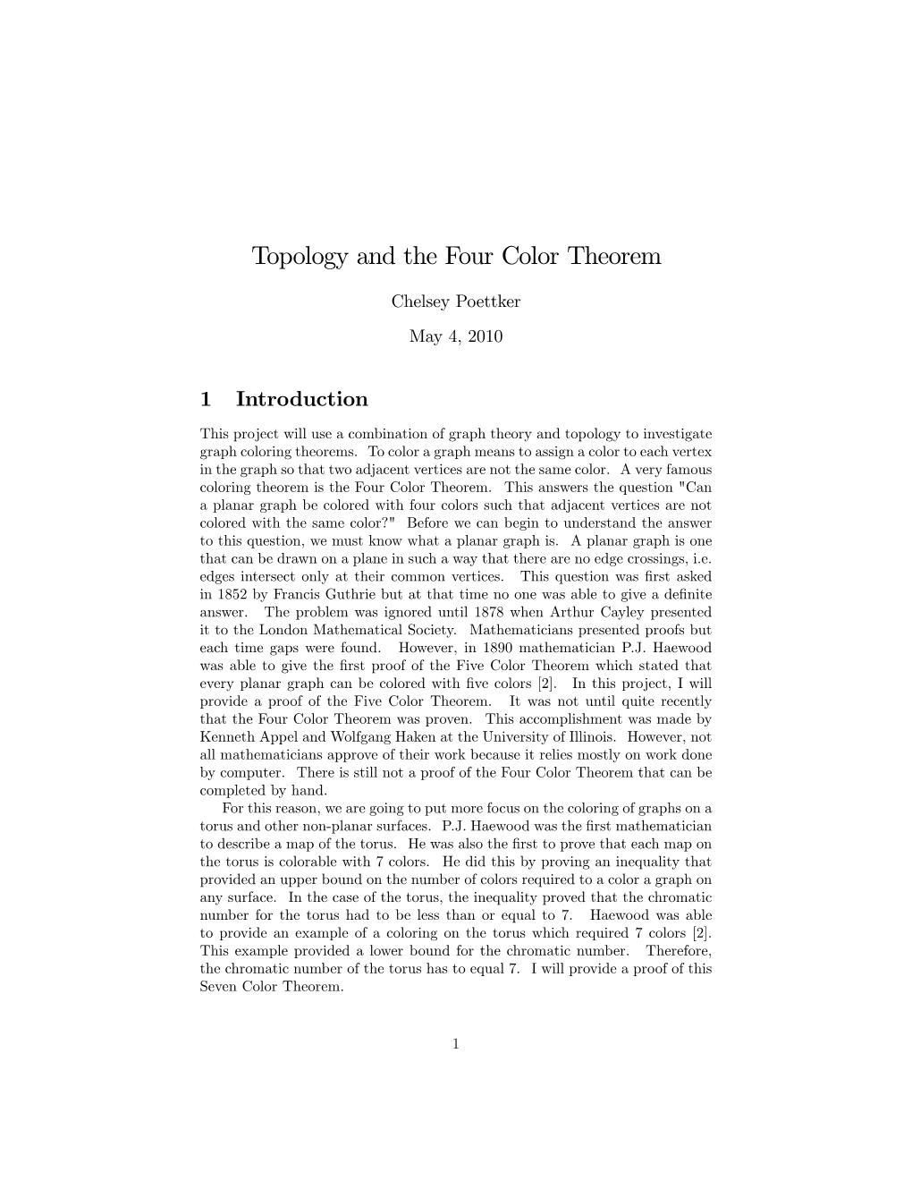 Topology and the Four Color Theorem