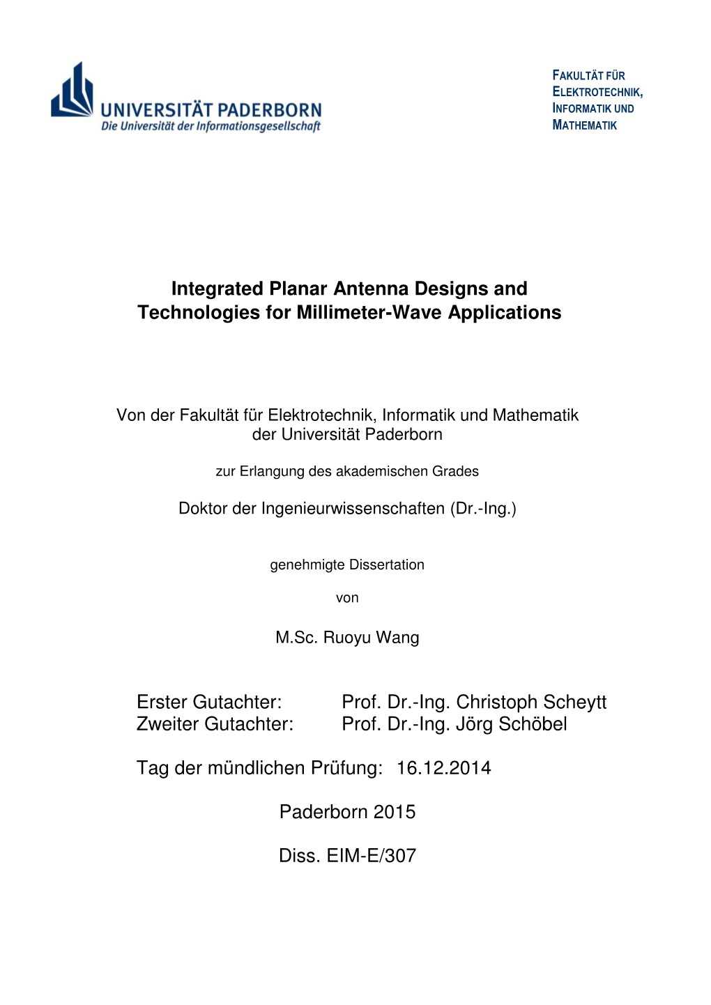 Integrated Planar Antenna Designs and Technologies for Millimeter-Wave Applications