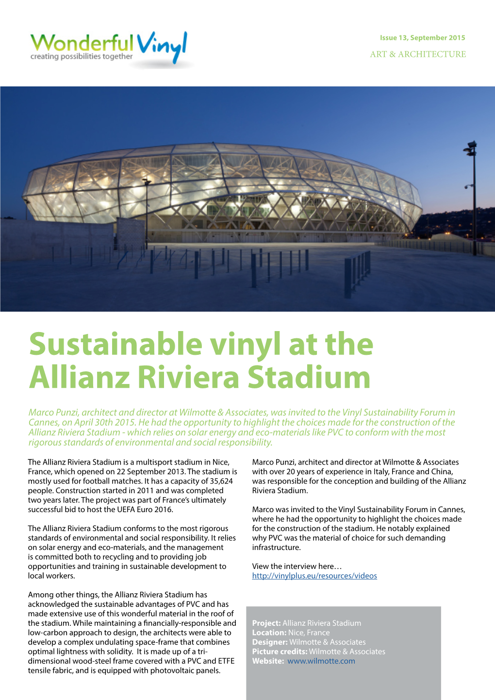 Sustainable Vinyl at the Allianz Riviera Stadium