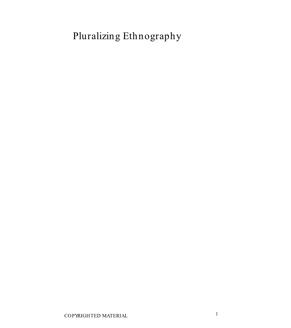 Pluralizing Ethnography