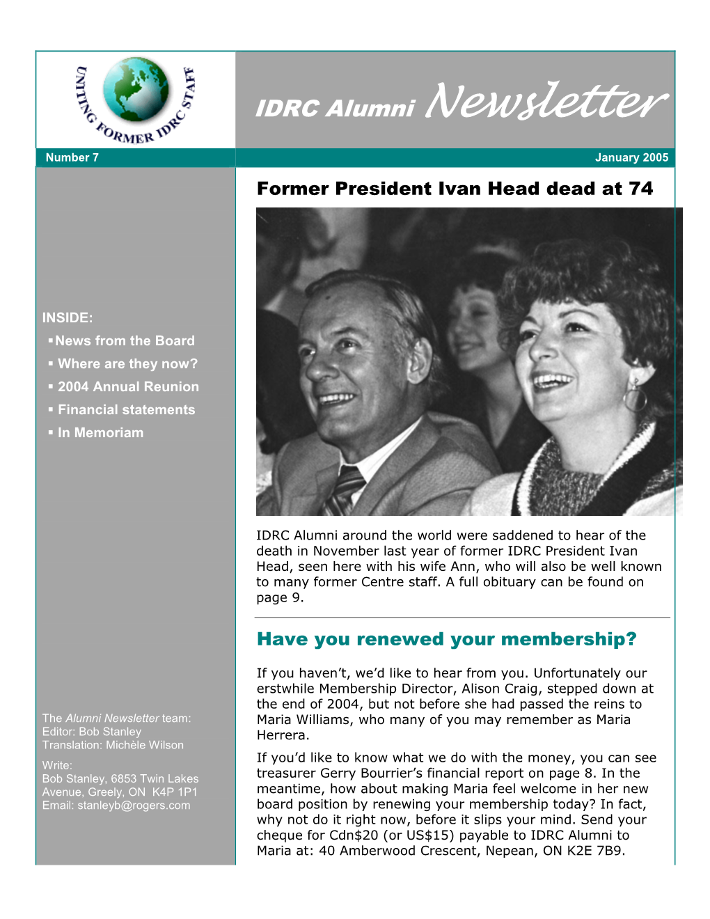 IDRC Alumni Newsletter