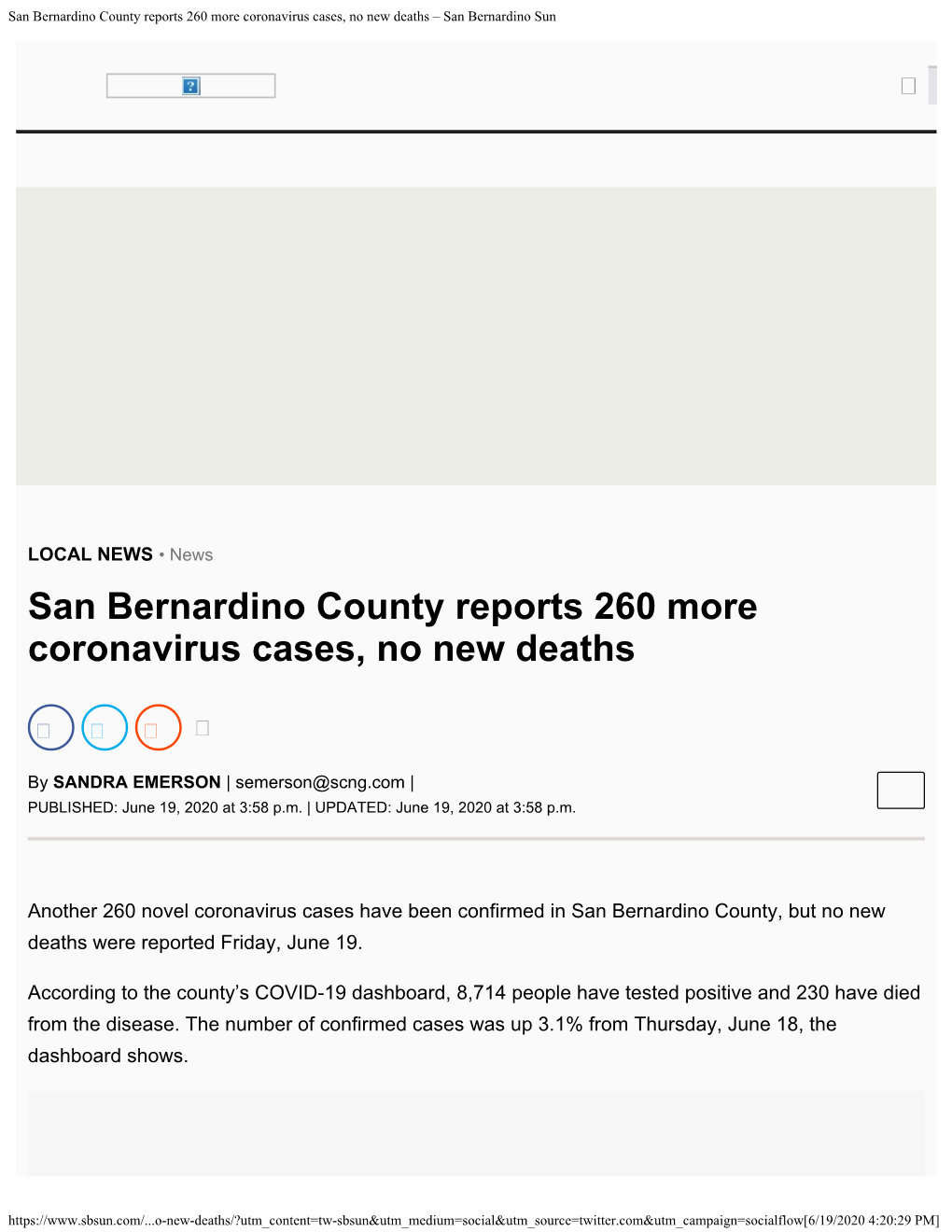 San Bernardino County Reports 260 More Coronavirus Cases, No New Deaths – San Bernardino Sun