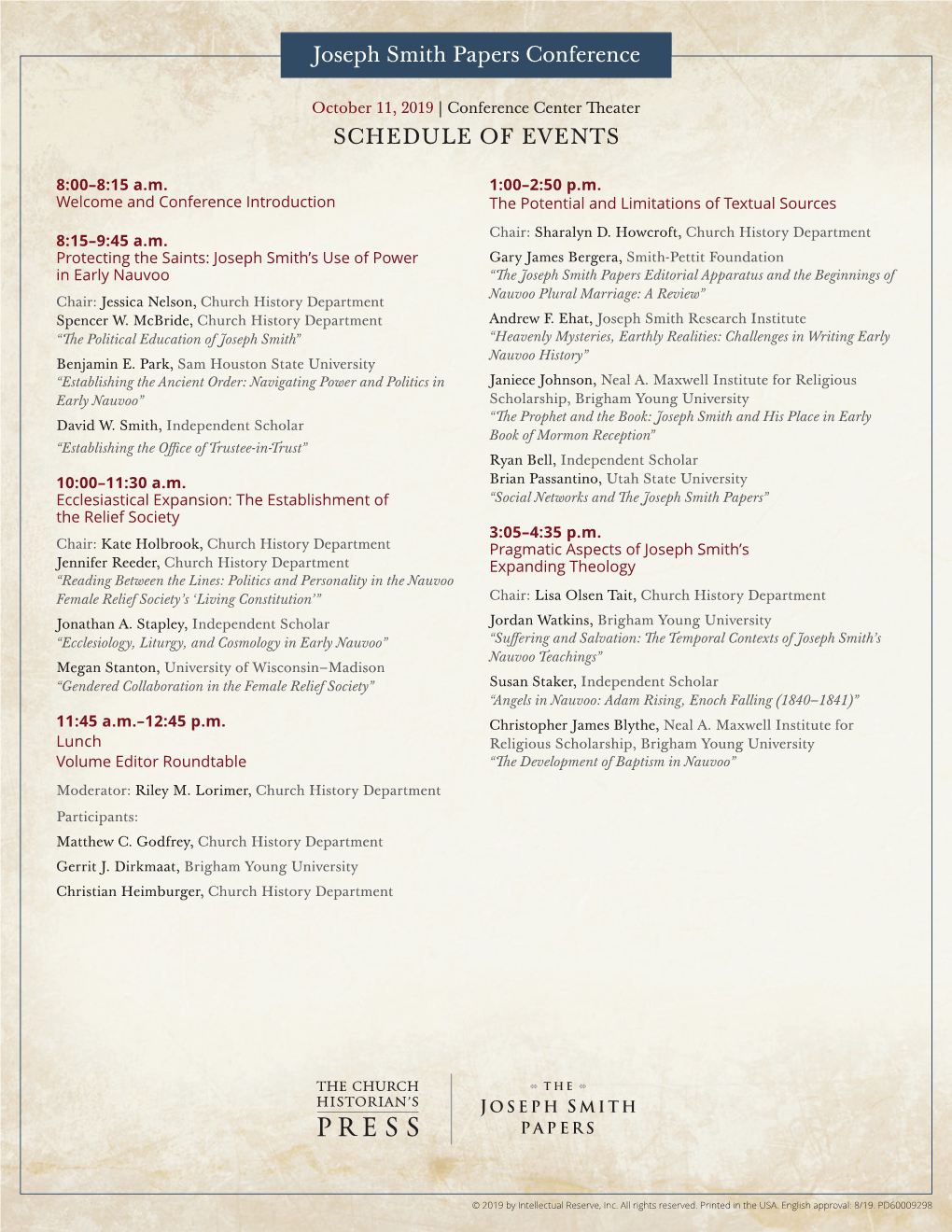 Joseph Smith Papers Conference, 2019