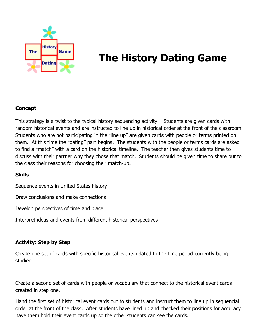 Sequence Events in United States History